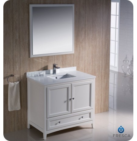 Fresca FVN2036AW Oxford 36" Traditional Bathroom Vanity in Antique White
