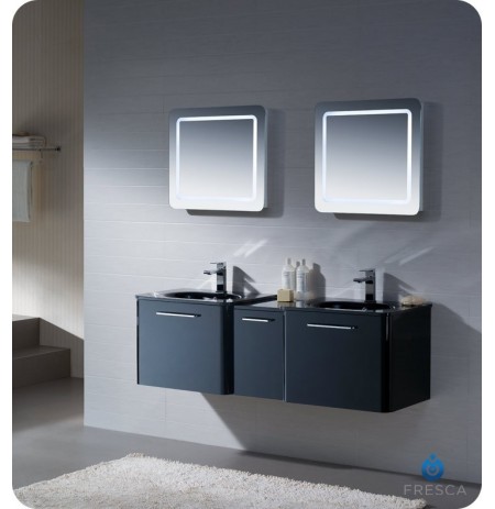 Fresca FVN17241224BL Brillante Double Sink Modern Bathroom Vanity in Black