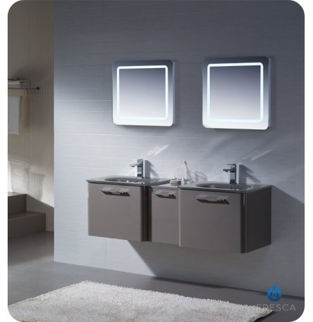 Fresca FVN17241224GR Brillante Double Sink Modern Bathroom Vanity in Stone Grey