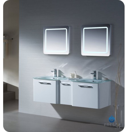 Fresca FVN17241224WH Brillante Double Sink Modern Bathroom Vanity in White