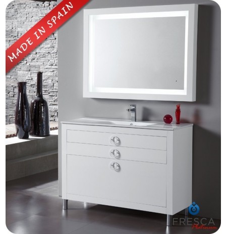 Fresca Platinum FPVN7538WH Due 47" Glossy White Modern Bathroom Vanity