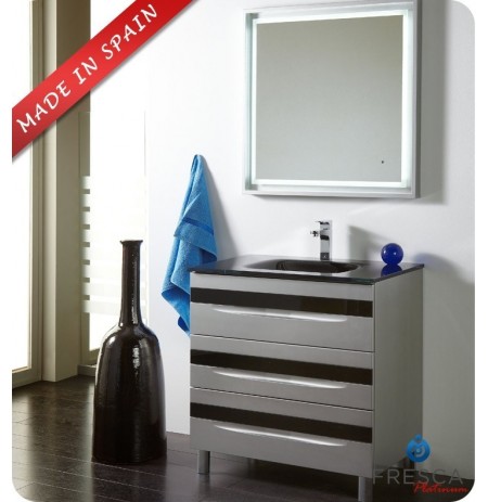 Fresca Platinum FPVN7564SL-BL Giocco 32" Glossy Silver/Black Modern Bathroom Vanity