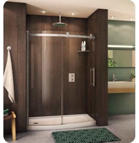 Fleurco NOVBF60 Novara Bowfront Sliding Curved Glass Door and Fixed Panel