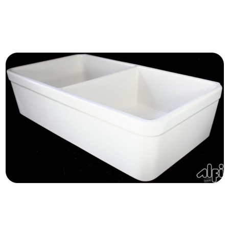 ALFI Brand AB512-B 32 Inch Double Bowl Fireclay Farmhouse Kitchen Sink in Biscuit