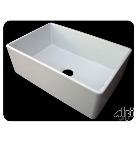 ALFI Brand AB510-W 30 Inch Single Hole Contemporary Smooth Fireclay Farmhouse Kitchen Sink in White