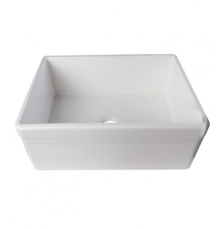 ALFI Brand AB506-W Decorative Lip Single Bowl Fireclay Farmhouse Kitchen Sink in White