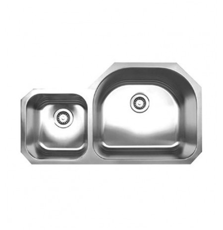 Whitehaus WHNDBU3721 Noah's Collection Brushed Stainless Steel Double Bowl Undermount Sink