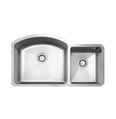 Whitehaus WHNC3721 Noah's Collection Brushed Stainless Steel Chefhaus Series Double Bowl Undermount Sink