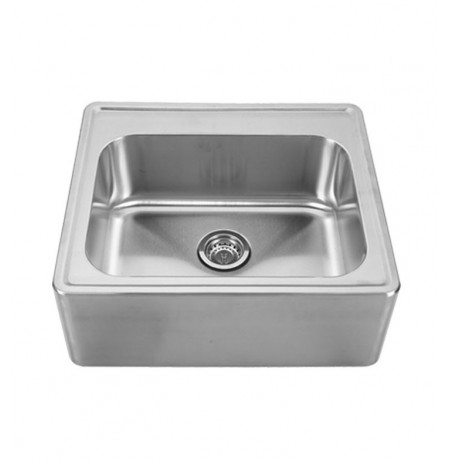 Whitehaus WHNAP2522 Noah's Collection Brushed Stainless Steel Single Bowl Drop-in Sink with a Seamless Customized Front Apron