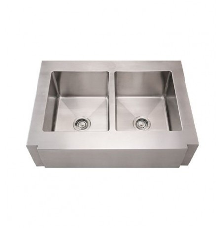 Whitehaus WHNCMAP3621EQ Noah's Collection Brushed Stainless Steel Commercial Single Bowl Sink with a Decorative Notched Front Ap