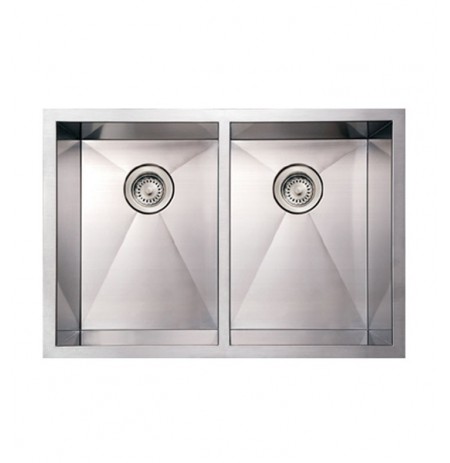 Whitehaus WHNCM2920EQ Noah's Collection Brushed Stainless Steel Commercial Double Bowl Undermount Sink