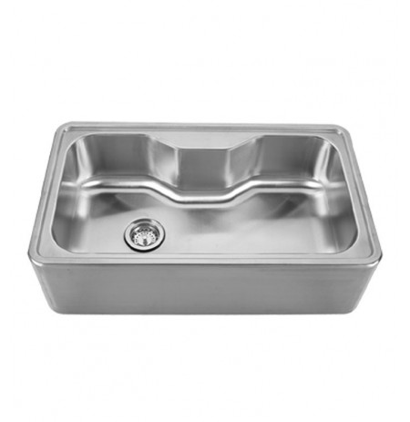 Whitehaus WHNAPA3016 Noah's Collection Brushed Stainless Steel Single Bowl Drop-in Sink with a Seamless Customized Front Apron
