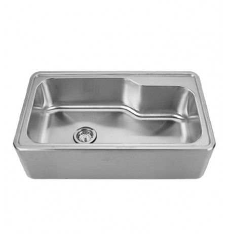 Whitehaus WHNAPB3016 Noah's Collection Brushed Stainless Steel Single Bowl Drop-in Sink with a Seamless Customized Front Apron
