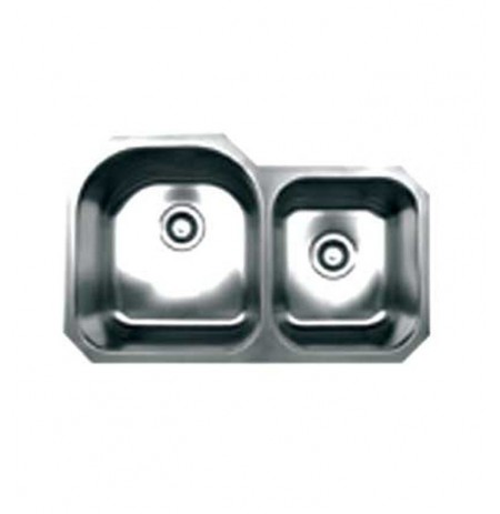 Whitehaus WHNDBU3220 Noah's Collection Brushed Stainless Steel Double Bowl Undermount Sink