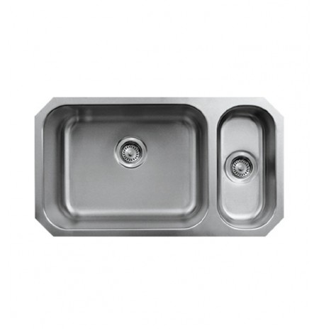 Whitehaus WHNDBU3118GDR Noah's Collection Brushed Stainless Steel Double Bowl Undermount Disposal Sink