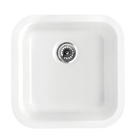 Whitehaus WHE1818SQ Elementhaus Square Drop-in/Undermount Sink with 3 ½ inch Rear Center Drain