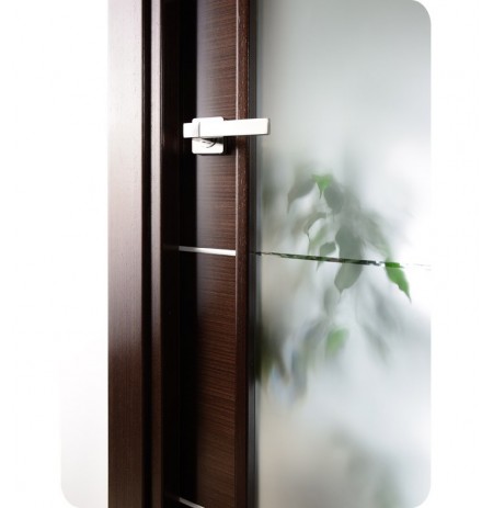 Arazzinni MV-IW Mia Vetro Interior Door in a Wenge Finish with Silver Strips and Frosted Glass