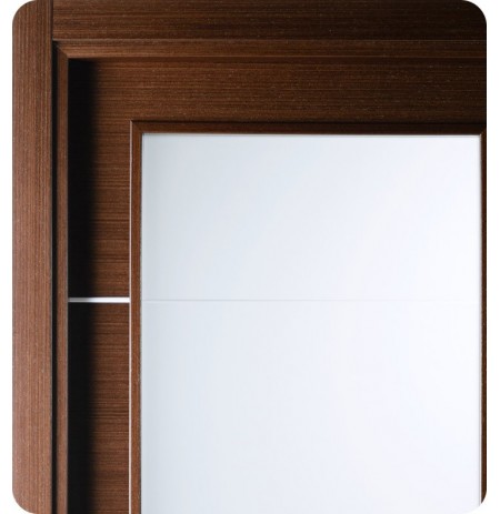 Arazzinni MV-IW Mia Vetro Interior Door in a Wenge Finish with Silver Strips and Frosted Glass