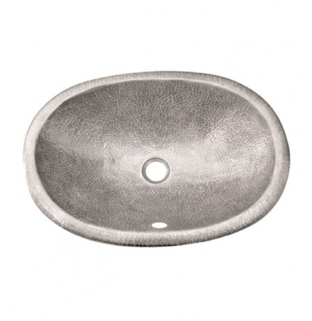 Houzer HW-ELI2ES Oval Self Rimming Hand Hammered Copper Bathroom Sink in Pewter Finish