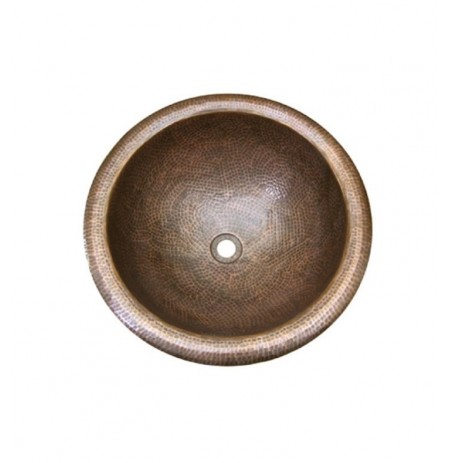 Houzer HW-AUG1RS Self Rimming Round Hand Hammered Copper Bathroom Sink in Antique Copper Finish