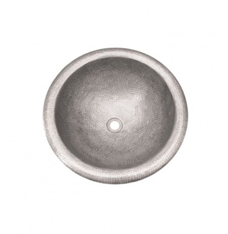 Houzer HW-AUG2RS Self Rimming Round Hand Hammered Copper Bathroom Sink in Pewter Finish