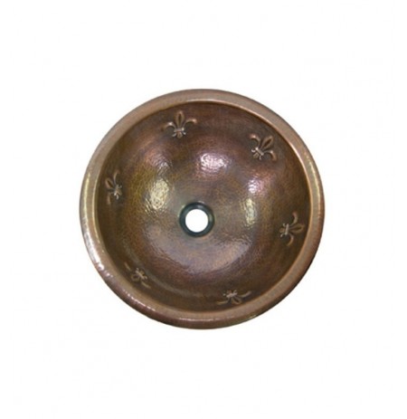 Houzer HW-FAM1RS Self Rimming Hand Hammered Copper Bathroom Sink in Antique Copper Finish