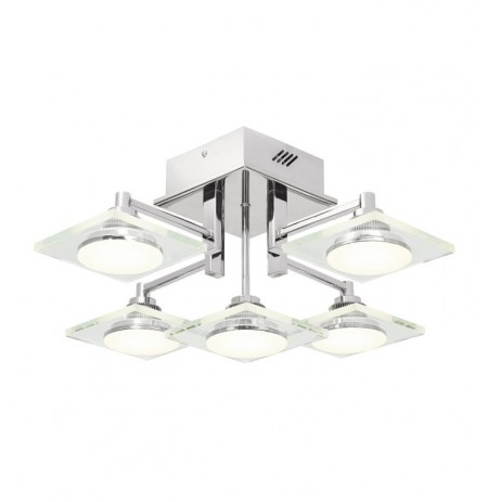 Elan Lighting 83528 Firosi 5-Light Semi-Flushmount in Chrome With Clear Glass and Frosted Acrylic