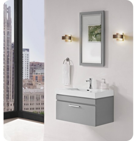 Fairmont Designs 179-WV30 Metropolitan 30" Wall Mount Vanity and Sink Set in Glossy Light Gray