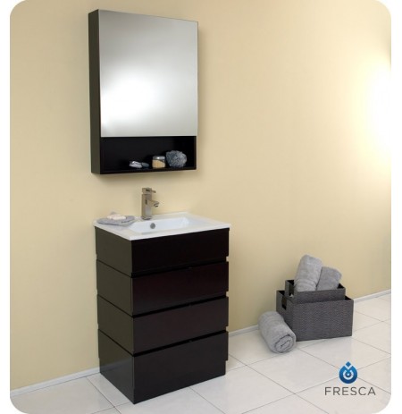 Fresca FVN6124ES Amato Modern Bathroom Vanity with Medicine Cabinet in Espresso