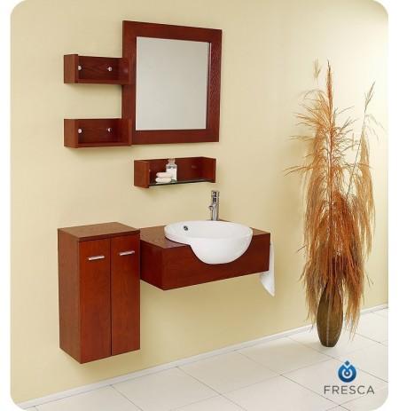 Fresca FVN3520 Stile Modern Bathroom Vanity with Mirror and Side Cabinet