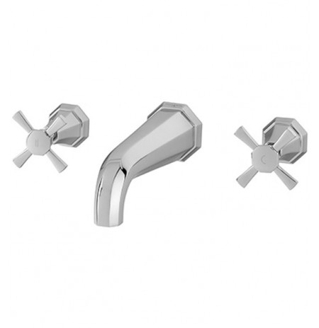 Rohl U.3171X-2 Perrin & Rowe Deco Wall Mounted Widespread Lavatory Faucet with Cross Handles