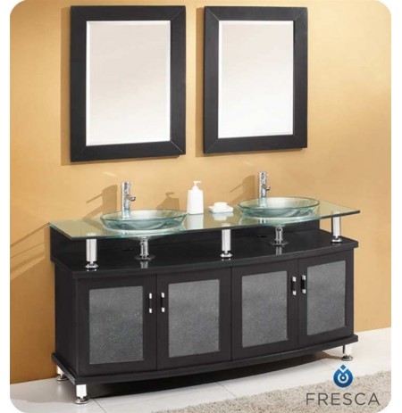 Fresca FVN3310ES Contento 59" Double Sink Modern Bathroom Vanity with Mirrors in Espresso