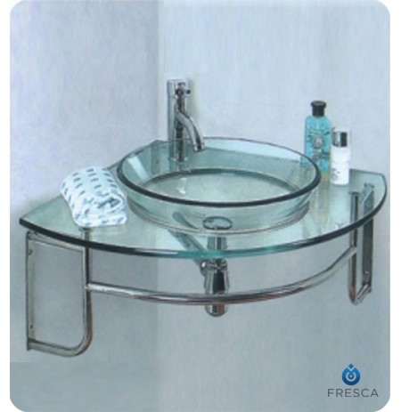 Fresca FVN1040 Ordinato Corner Mount Modern Glass Bathroom Vanity
