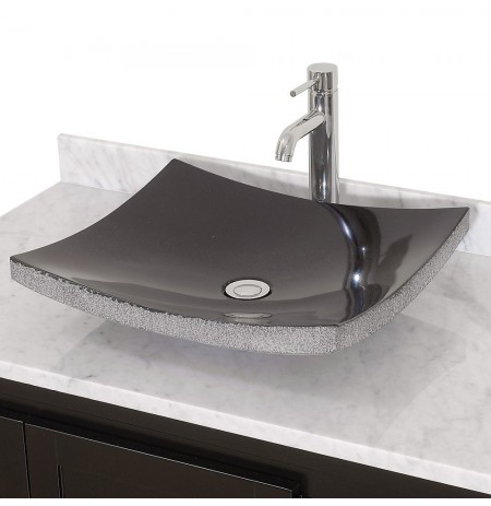 Vessel Bathroom Sink in Black Granite