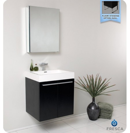 Fresca FVN8058BW Alto Modern Bathroom Vanity with Medicine Cabinet in Black
