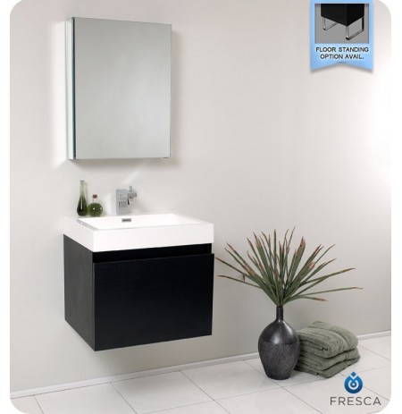 Fresca FVN8006BW Nano Modern Bathroom Vanity with Medicine Cabinet in Black