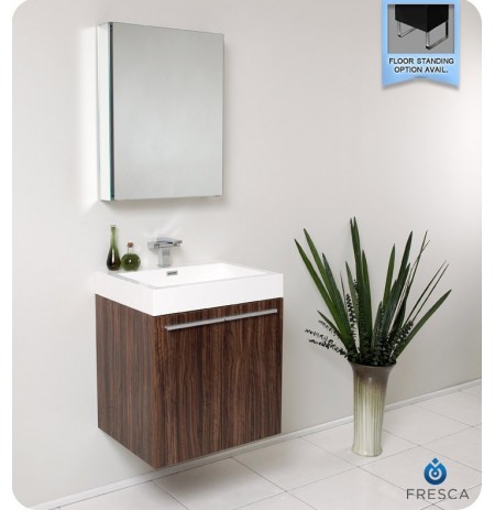 Fresca FVN8058GW Alto Modern Bathroom Vanity with Medicine Cabinet in Walnut