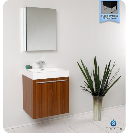 Fresca FVN8058TK Alto Modern Bathroom Vanity with Medicine Cabinet in Teak
