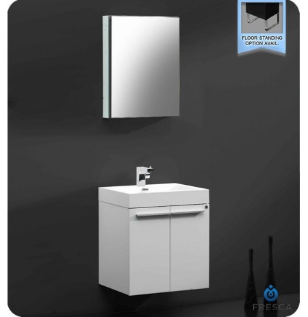 Fresca FVN8058WH Alto Modern Bathroom Vanity with Medicine Cabinet in White