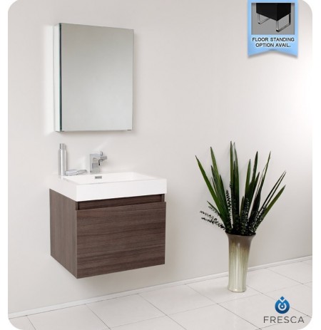 Fresca FVN8006GO Nano Modern Bathroom Vanity with Medicine Cabinet in Gray Oak