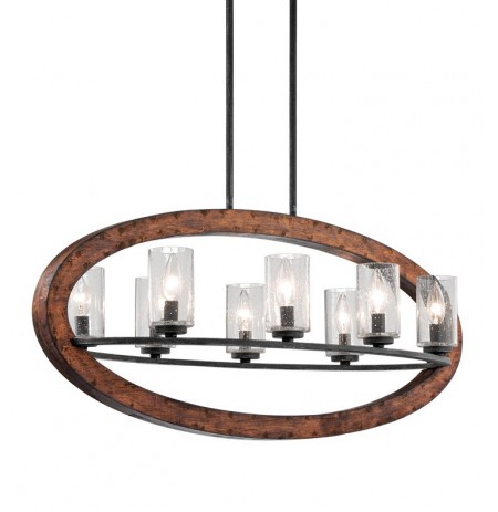 Kichler 43191AUB Grand Bank Collection Chandelier Linear 8 Light in Auburn Stained Finish