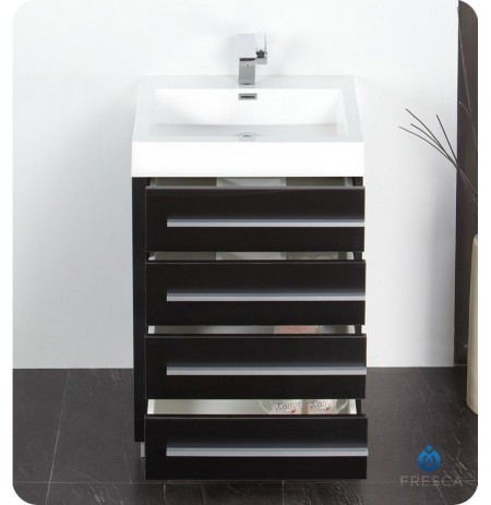 Fresca FVN8024BW Livello 24" Modern Bathroom Vanity with Medicine Cabinet in Black