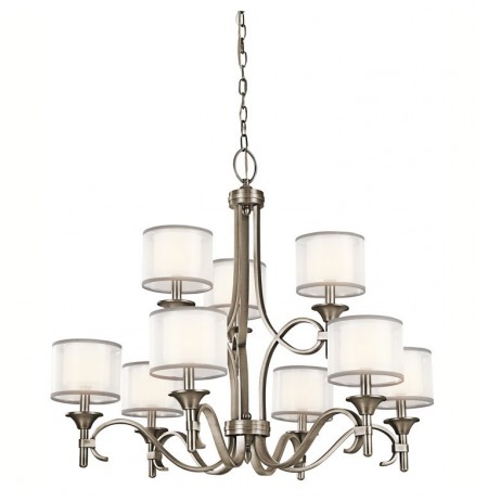 Kichler 42382AP Lacey Collection Chandelier 9 Light in Antique Pewter