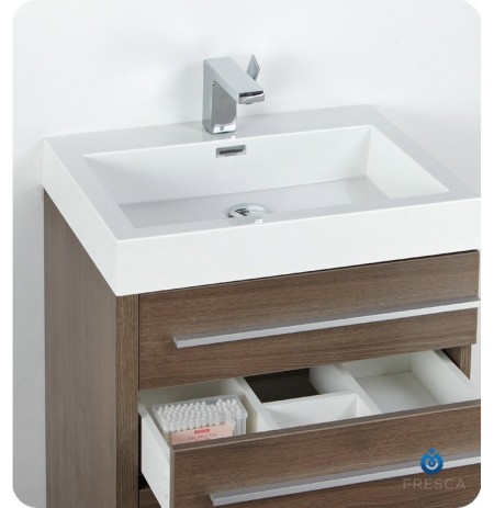 Fresca FVN8024GO Livello 24" Modern Bathroom Vanity with Medicine Cabinet in Gray Oak
