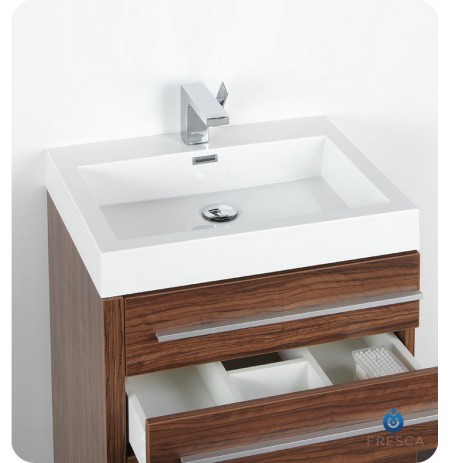 Fresca FVN8024GW Livello 24" Modern Bathroom Vanity with Medicine Cabinet in Walnut