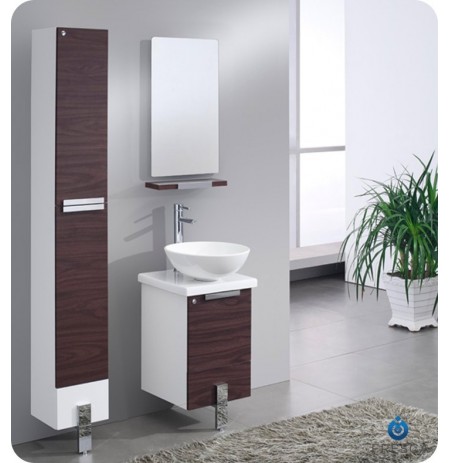Fresca FVN8110DK Adour 16" Modern Bathroom Vanity with Mirror in Dark Walnut