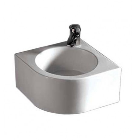 Whitehaus WHKN1094 Corner Square Wall Mount Basin with Integrated Round Bowl and Center Drain - Isabella Series