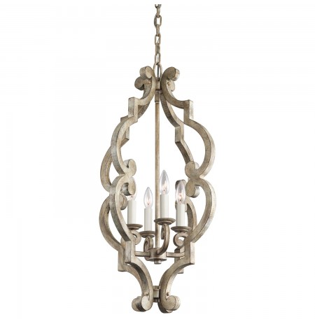 Kichler 43255DAW Hayman Bay Collection Foyer Pendant 4 Light in Distressed Antique White
