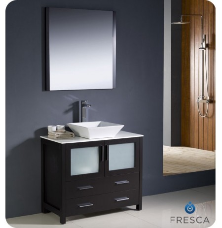 Fresca FVN6236ES-VSL Torino 36" Modern Bathroom Vanity with Vessel Sink in Espresso