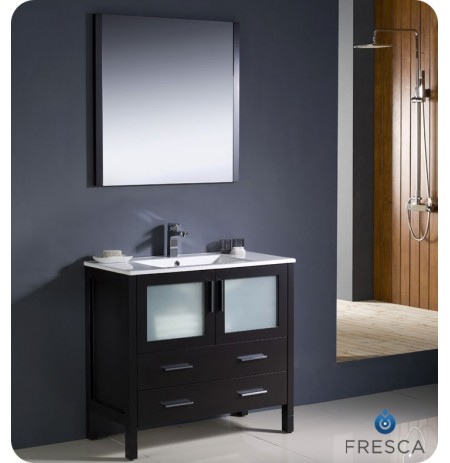 Fresca FVN6236ES-UNS Torino 36" Modern Bathroom Vanity with Integrated Sink in Espresso